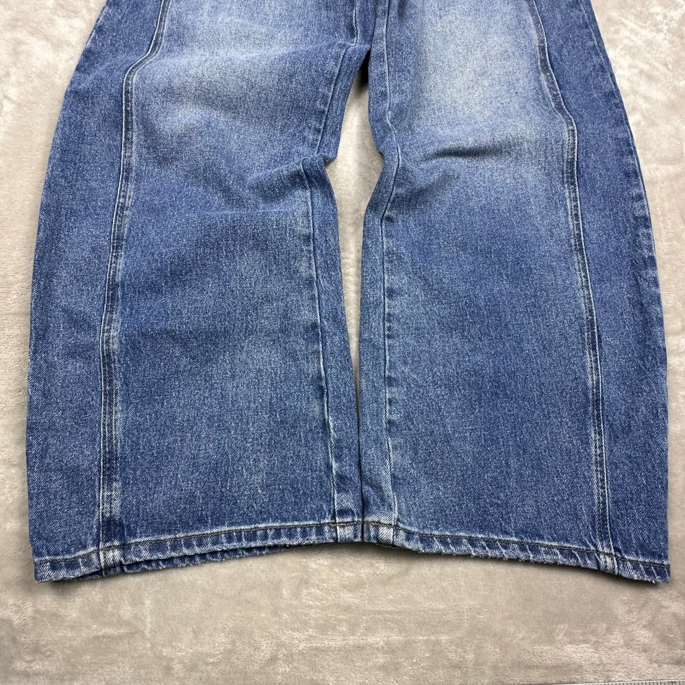 Flamingals Wide Leg Paneled Jeans Medium Wash High Rise Baggy Denim Blue Y2K - Picture 5 of 12
